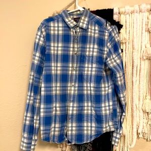 Untuckit Long Sleeve Dress Shirt Fiano Plaid Blue and White Shirt